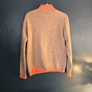Beige Wool Sweater Sz L with Tangerine Trim